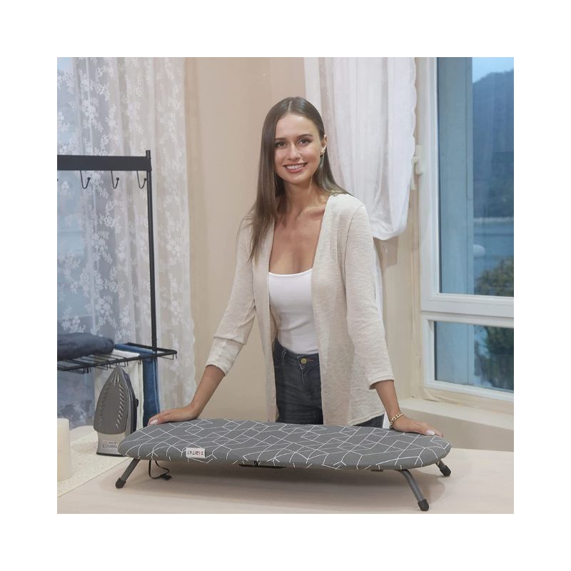XABITAT Foldable, Space-Saving, Compact Table-Top Ironing Board (With Iron Holder)