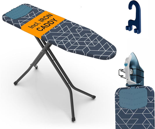 Full Metal Ironing Board 48" X 13" with Silicon Iron Rest | With Iron Holder