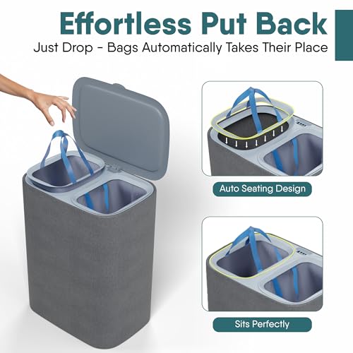 Dual Section 90l Laundry Basket with Lid