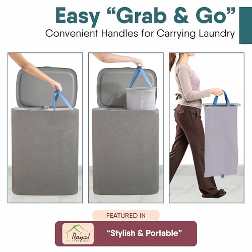 Dual Section 90l Laundry Basket with Lid