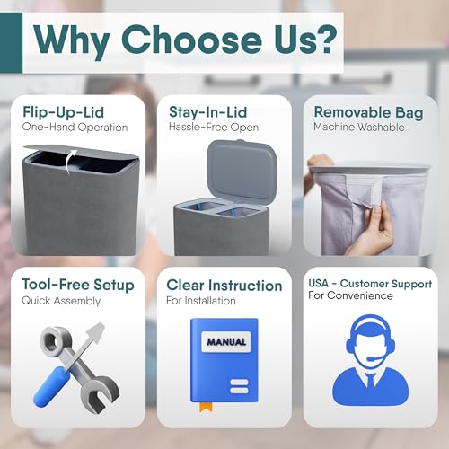 Dual Section 90l Laundry Basket with Lid