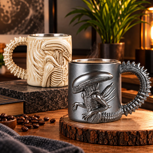 1 Alien-Themed Mug, Stainless Steel Family, Pirate-Themed Round Striped Pattern, Ideal for Halloween/Christmas/Easter/Thanksgiving/Father'S Day, Perfect Birthday Gift for Boyfriend