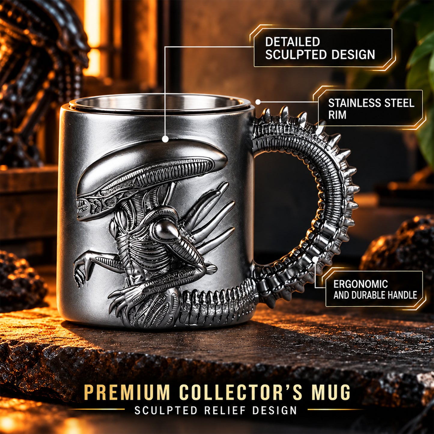 1 Alien-Themed Mug, Stainless Steel Family, Pirate-Themed Round Striped Pattern, Ideal for Halloween/Christmas/Easter/Thanksgiving/Father'S Day, Perfect Birthday Gift for Boyfriend